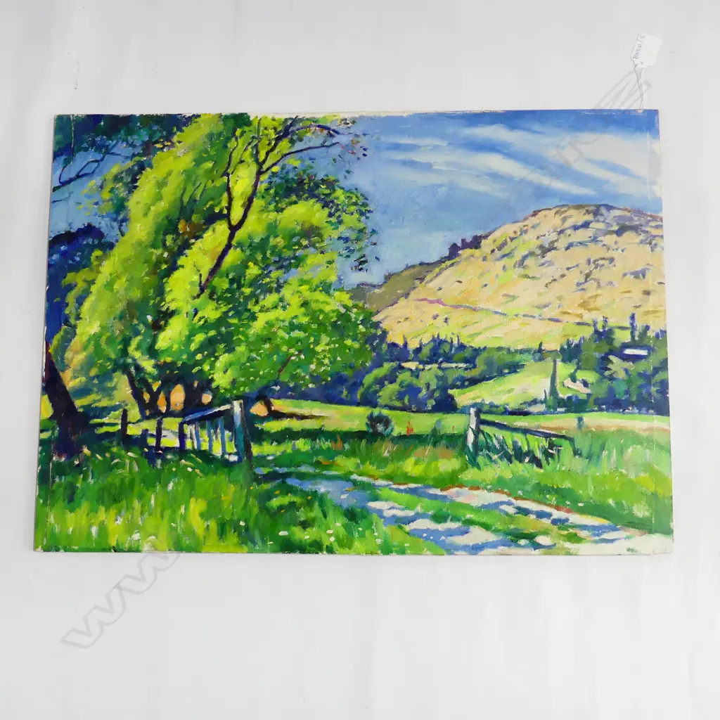 OWEN R. LEE? UNSIGNED LANDSCAPE OIL ON BOARD 430x600mm UNFRAMED Image 1++