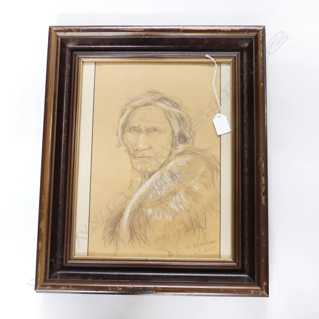 KARL SIM PENCIL PORTAIT 'TE RUAHINE' 340x220mm Image 1++