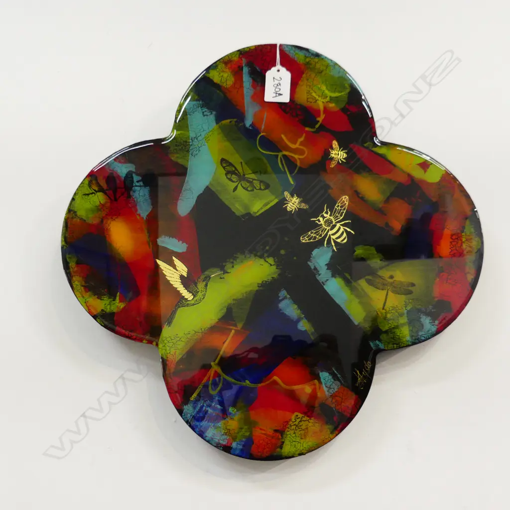 KRISTIN HYDE QUATREFOIL ARTWORK, MIXED MEDIA & RESIN, 2019 400x400mm Image 1++