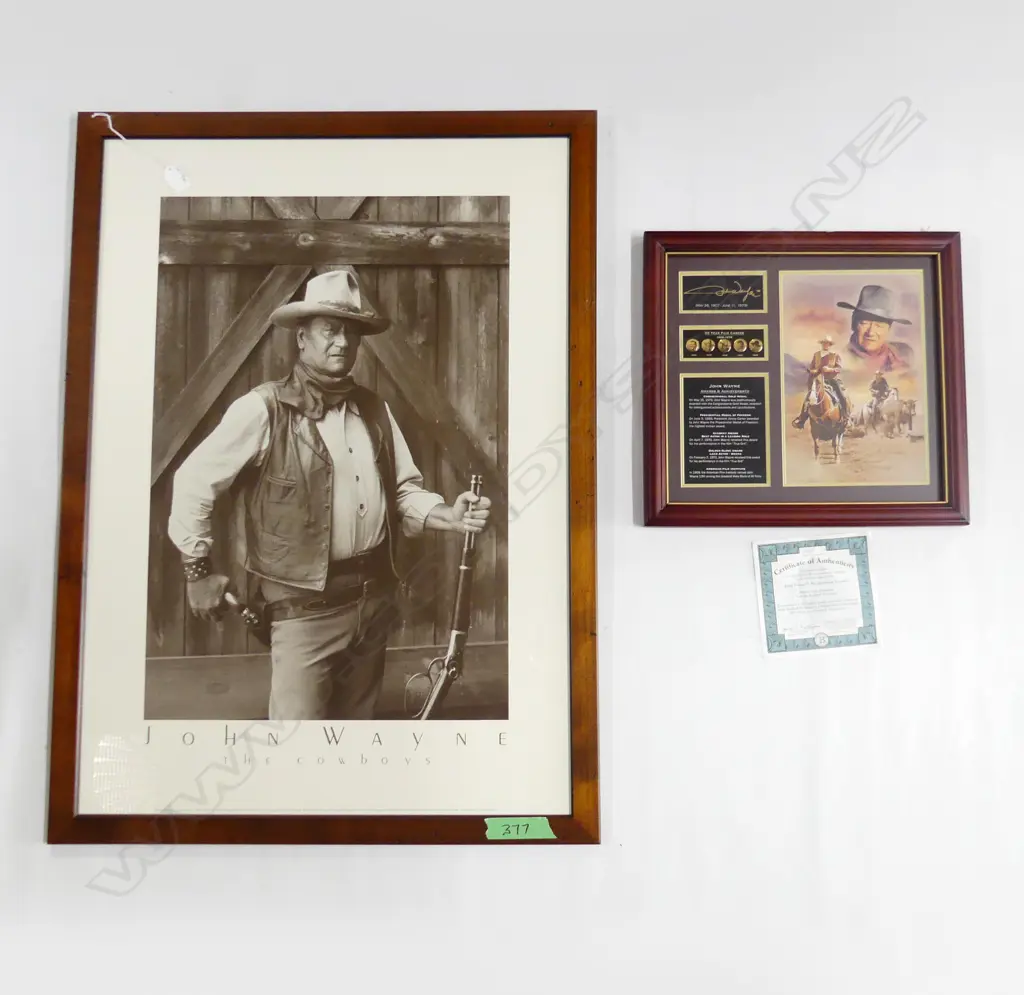 JOHN WAYNE PRINT 640 x 880mm & AWARD ACHIEVEMENT PRINT 380 x 360mm Image 1++
