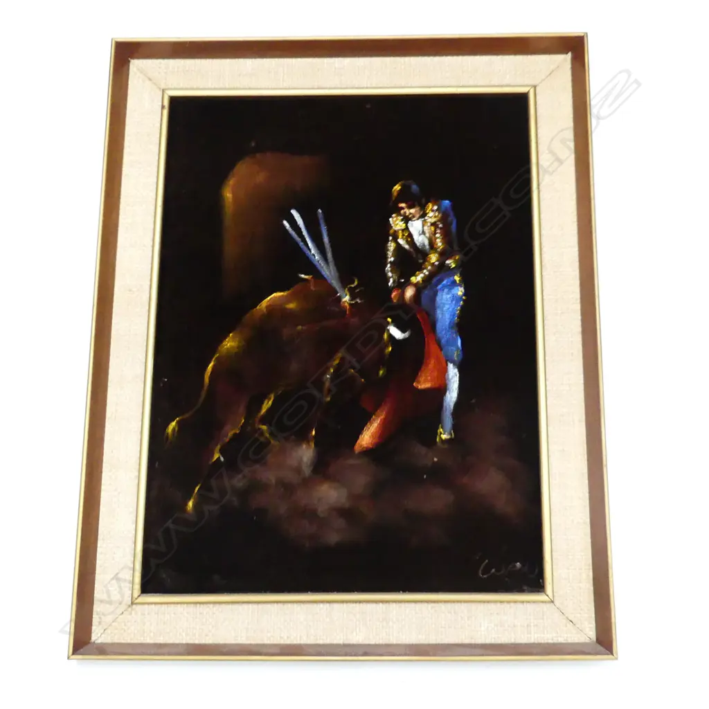 RETRO VELVET PAINTING; MATADOR BULL FIGHTER 600x445mm Image 1++