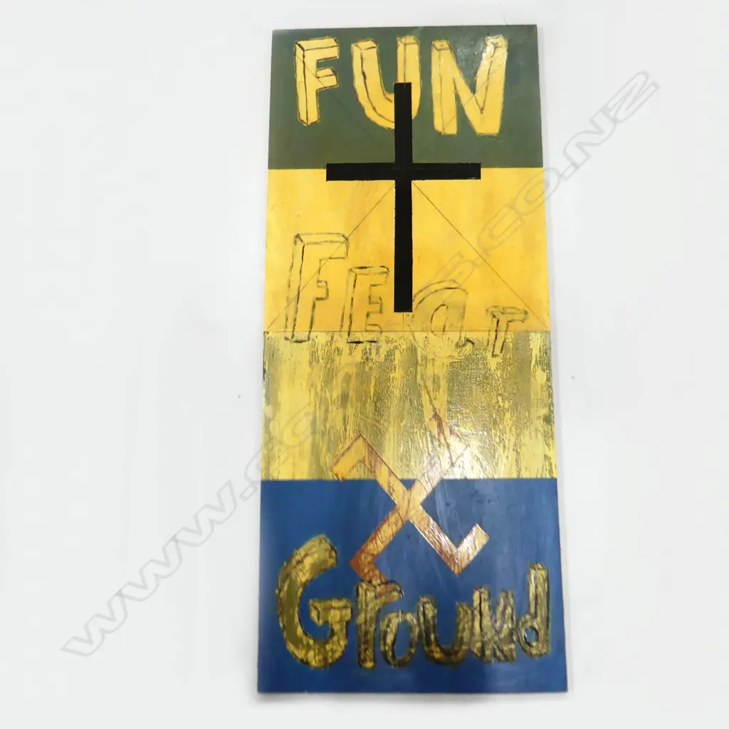 ARTIST UNKNOWN, ACRYLIC ON BOARD, FUN FEAR GROUND, 1420 x 600mm Image 1++