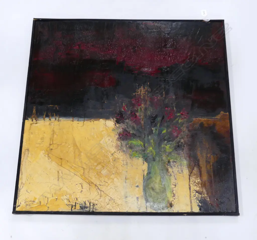 L. ZUNINO, 'LES FLEURS ET LE TOURAMENT' MIXED MEDIA ON BOARD, SIGNED 05 800X 800mm Image 1++