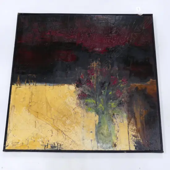 L. ZUNINO, 'LES FLEURS ET LE TOURAMENT' MIXED MEDIA ON BOARD, SIGNED 05 800X 800mm