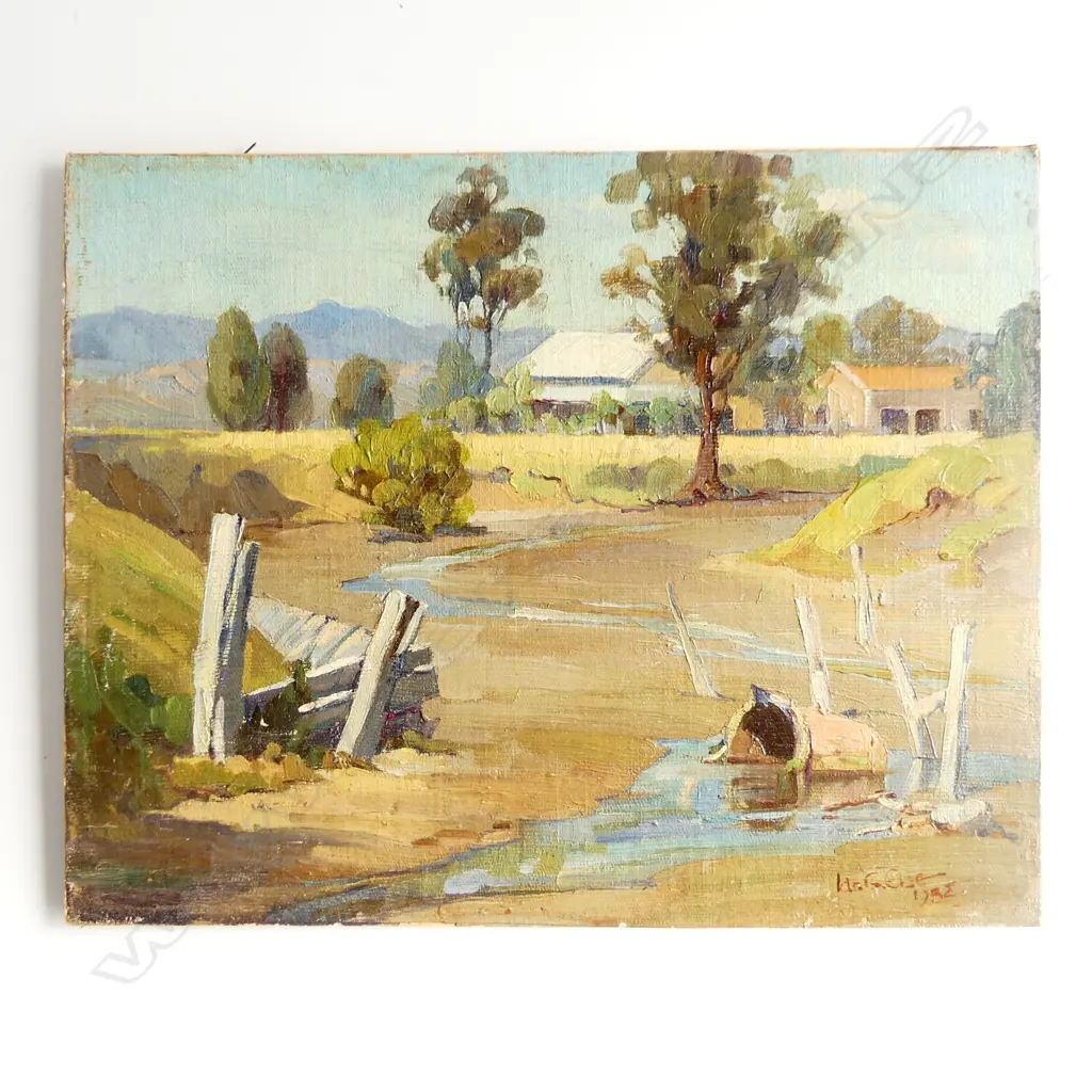 IDA G. EISE (NZ 1894-1978) LANDSCAPE, OIL ON BOARD, SIGNED & DATED 1932 300x380mm UNFRAMED Image 1++