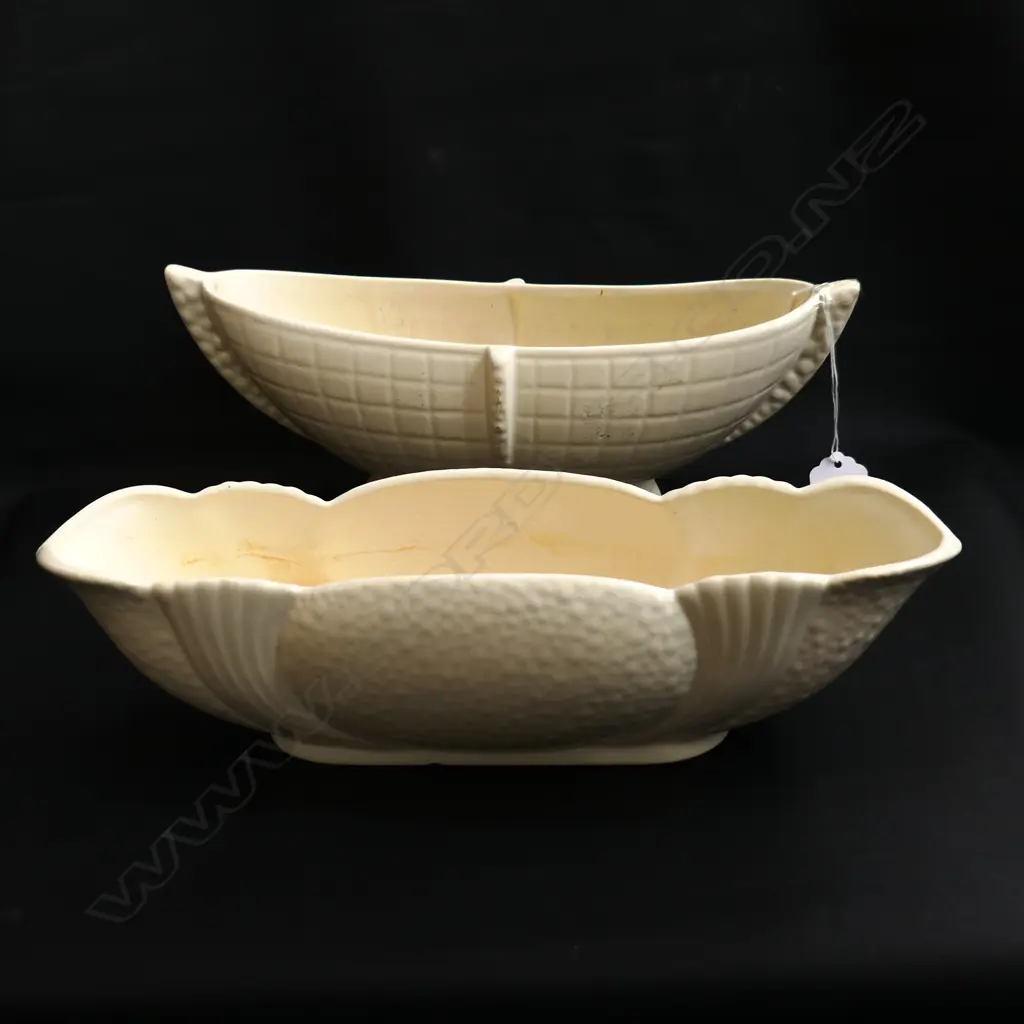 2 WHITE CROWN LYNN VASES W.305mm CHIPS Image 1++
