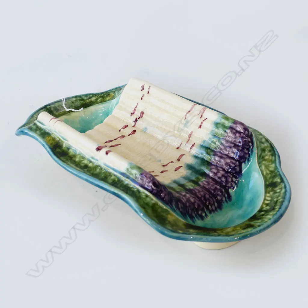 LG VINTAGE PORTUGUESE MAJOLICA ASPARAGUS SERVING DISH L. 365mm Image 1++