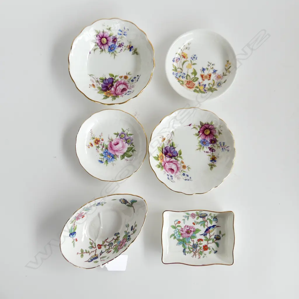 6 ANYSLEY BONE CHINA FLORAL DISHES ENGLAND Image 1++