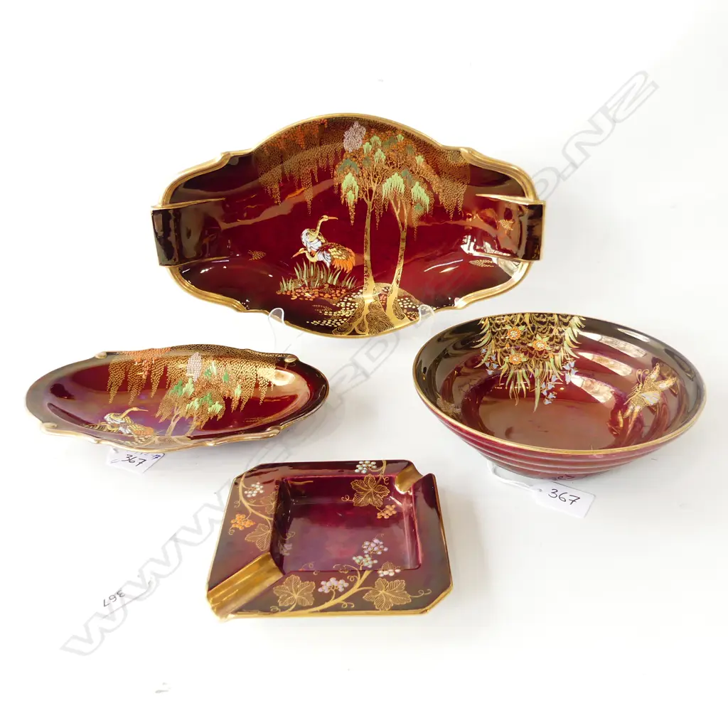 4 CARLTON WARE ROUGE ROYAL DISHES L 300 MM Image 1++