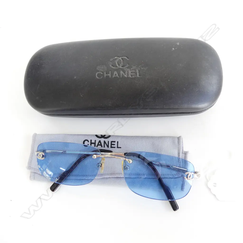 PR BLUE TINTED CHANEL GLASSES WITH CASE  Image 1++