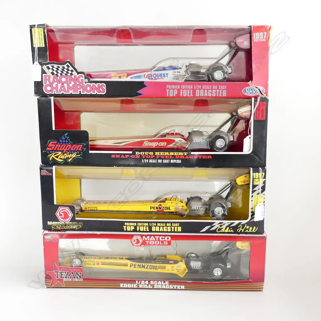 4 BOXED DIE CAST DRAGSTERS L450MM Image 1++