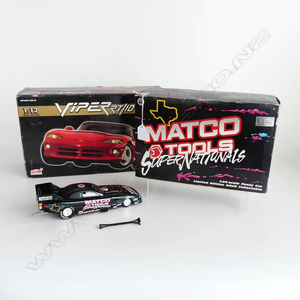BOXED DIE CAST MODEL OF VIPER RT10 L400MM & BOXED FUNNY CAR L300MM Image 1++