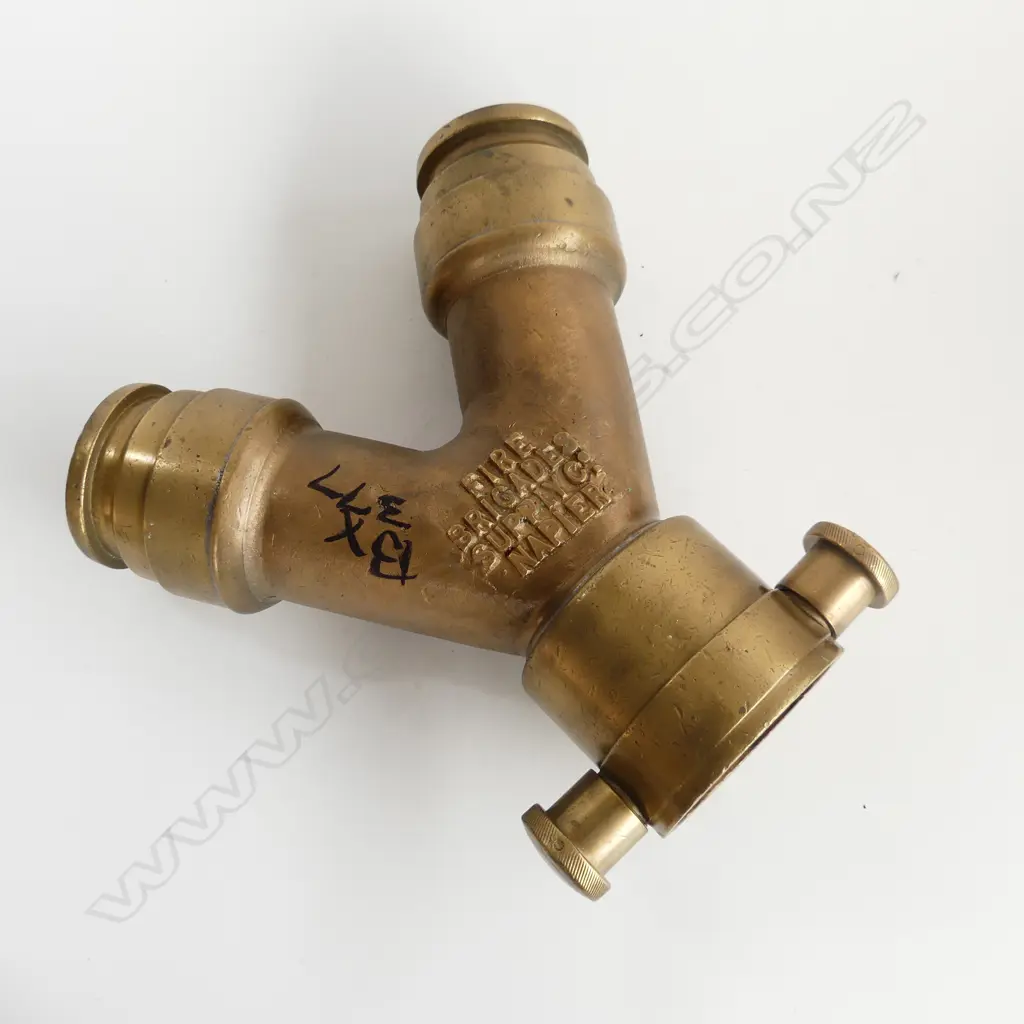 BRASS 1911  FIREMANS DOUBLE OUTLET WATER VALVE Image 1++
