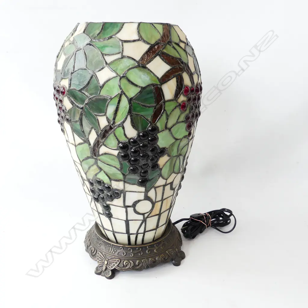 LEADLIGHT LAMP BRONZED GRAPEVINES BASE  DUAL BULB fitting H410MM Image 1++
