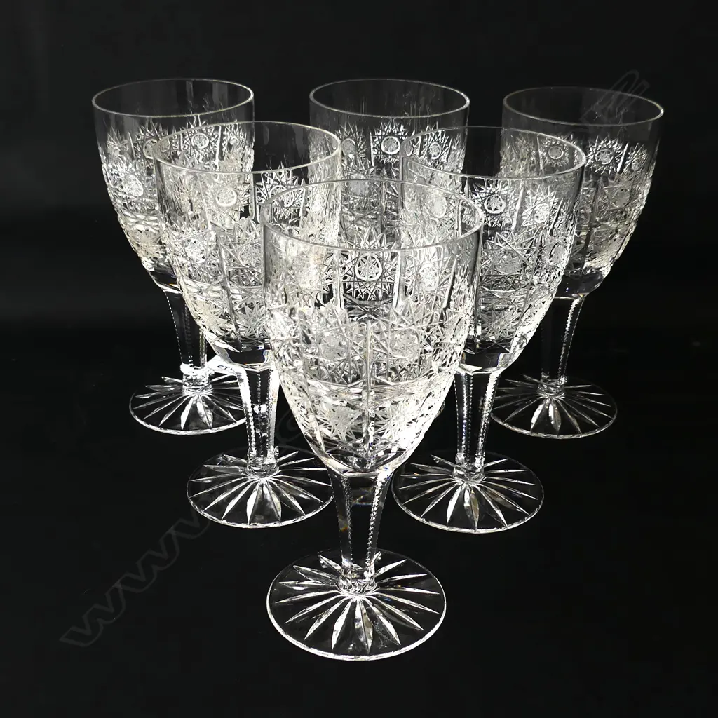 6 BOHEMIA CRYSTAL WINE GLASSES H.165mm Image 1++