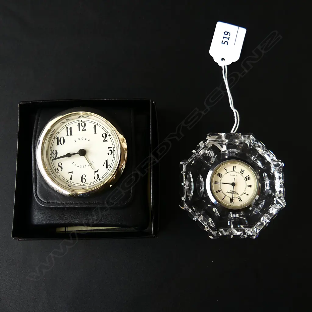 2 CLOCKS; WATERFORD & ROGER LASCELLES  Image 1++