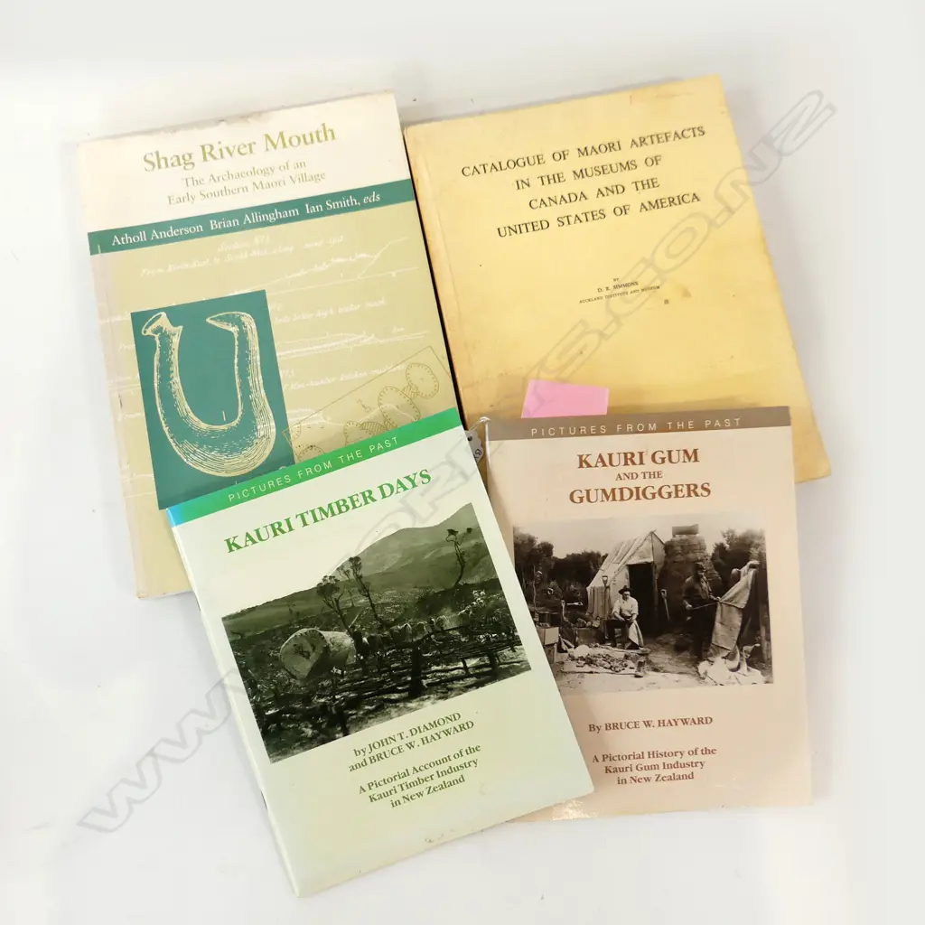 BOOKS; CATALOGUE OF MAORI ARTEFACTS, SHAG RIVER MOUTH, 2 KAURI GUM PICTORIALS Image 1++