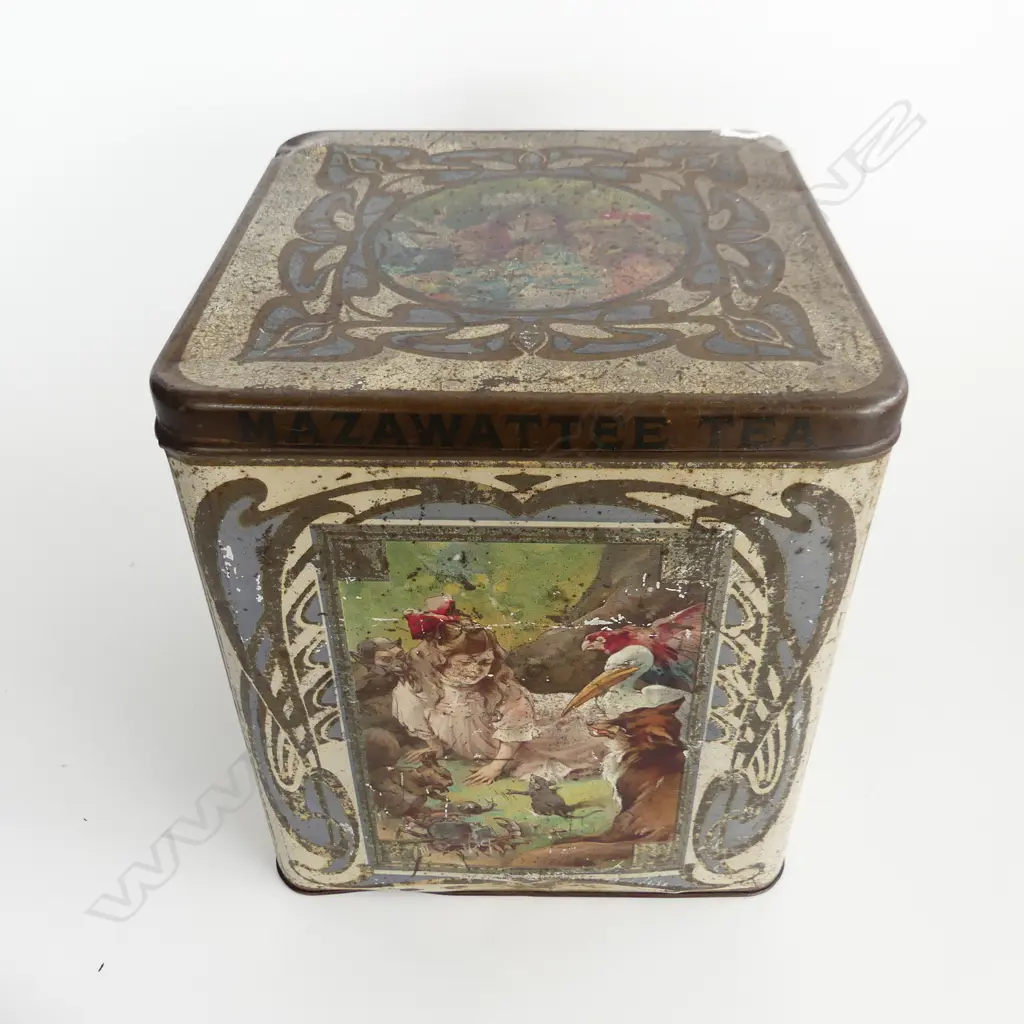 MAZAWATTEE ALICE IN WONDERLAND TEA TIN 230x230x260mm Image 1++