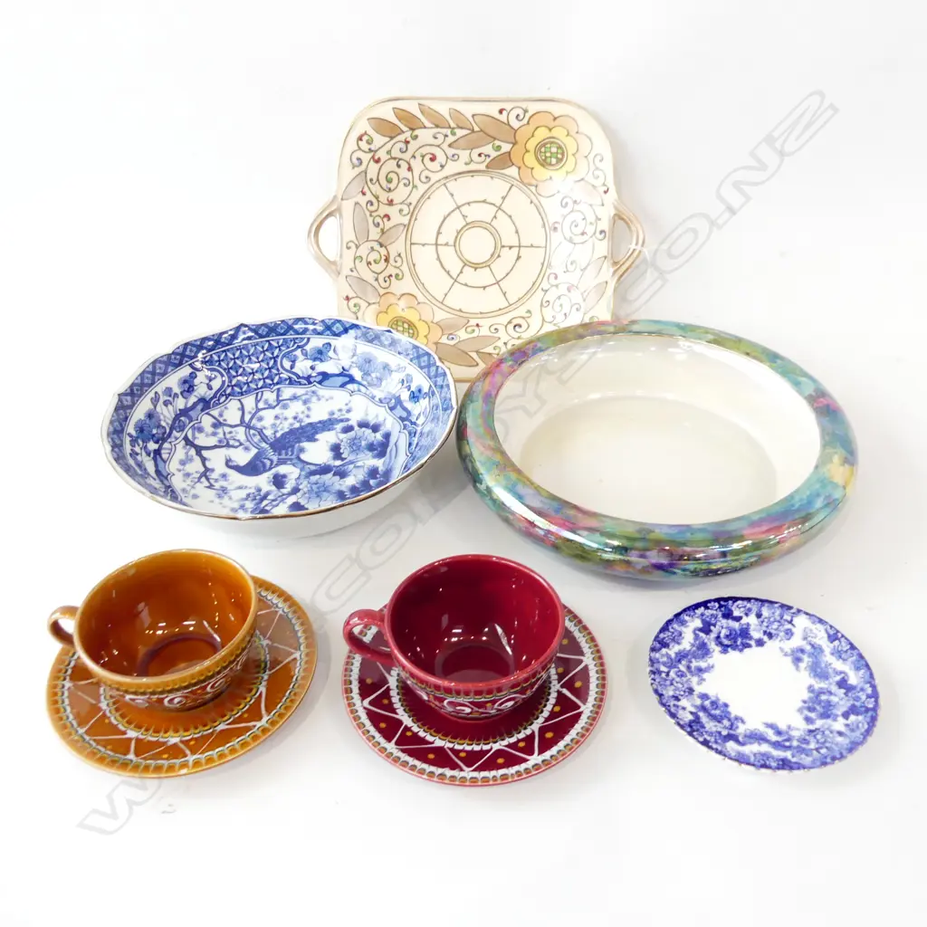8 PCES ASST. CHINA; 2 TY BREIZ POTTERY C/S, CHARLOTTE RHEAD SQUARE DISH 230x280mm, ETC Image 1++