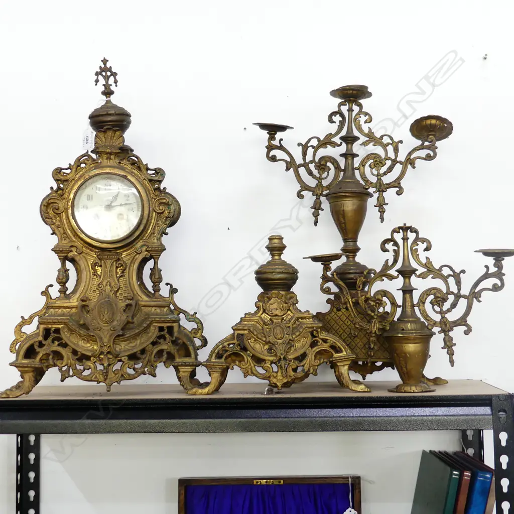 ANTIQUE STYLE CLOCK GARNITURE SET H.540mm FAULTS Image 1++