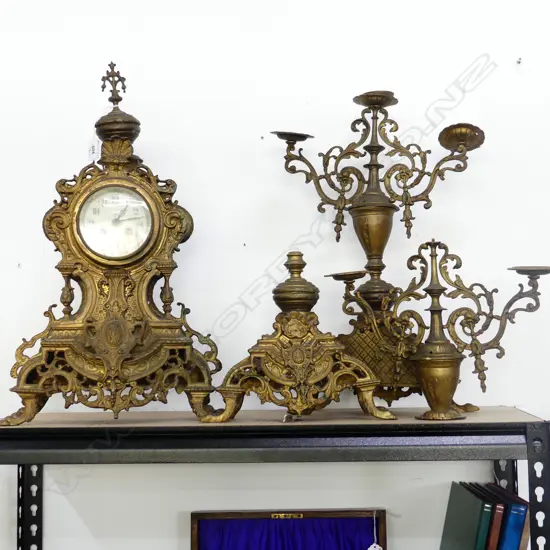 ANTIQUE STYLE CLOCK GARNITURE SET H.540mm FAULTS