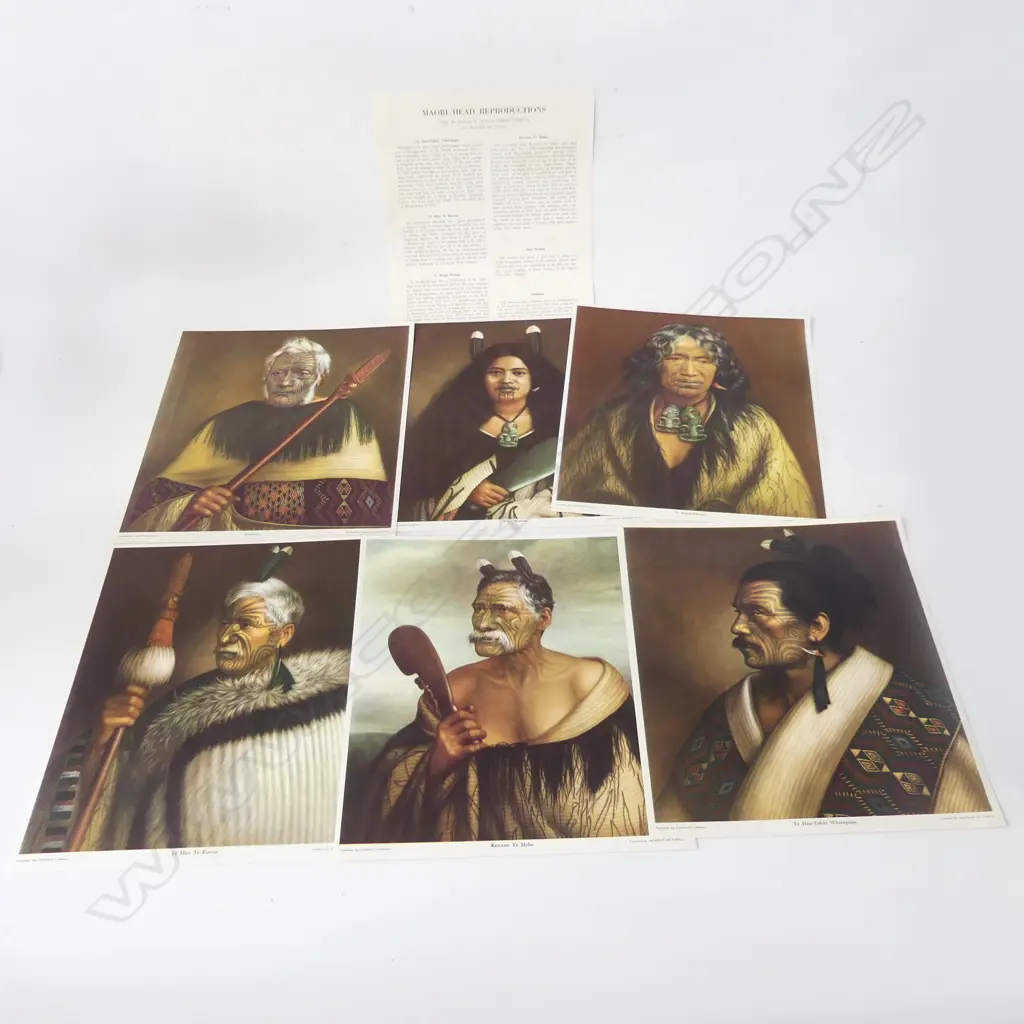 6 MAORI HEAD REPRODUCTIONS, FROM PAINTINGS BY GOTTRIED LINDAUER 240 X 280mm  Image 1++
