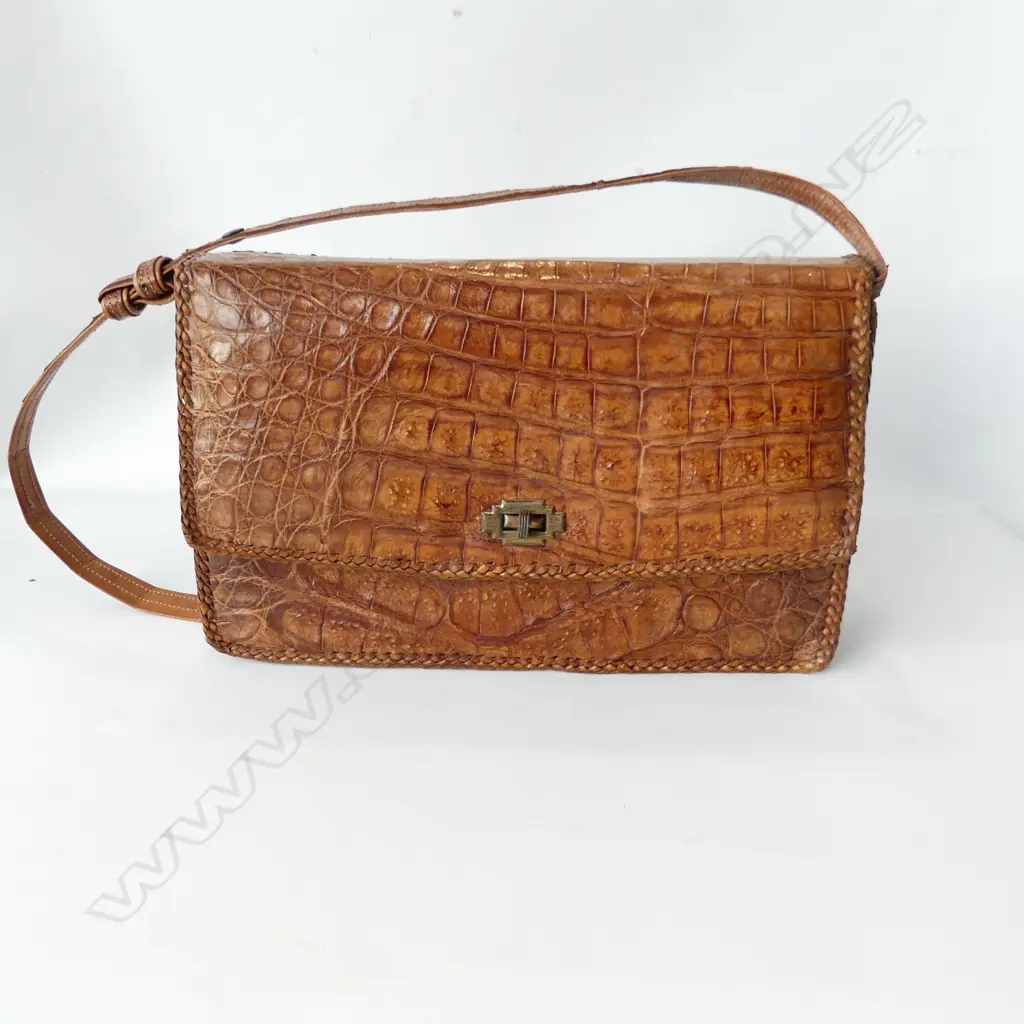 VINTAGE CROCODILE LEATHER SHOULDER BAG faults Image 1++