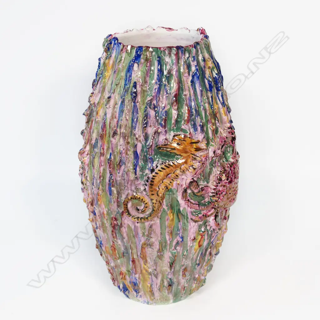 MULTI COLOURED ITALIAN VASE WITH SEACREATURES, LUSTRE FINISH, H. 310mm Image 1++