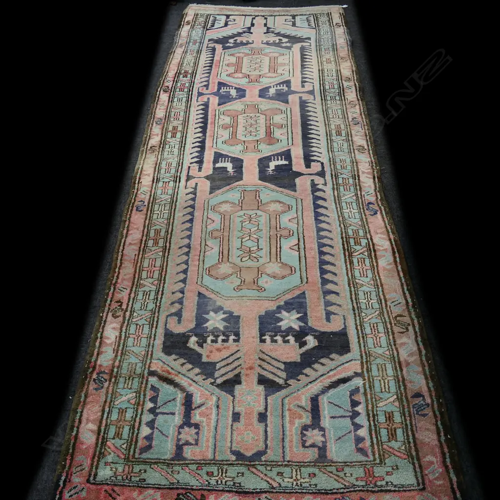 HAND KNOTTED WOOL PILE RUG 3000x1000mm Image 1++