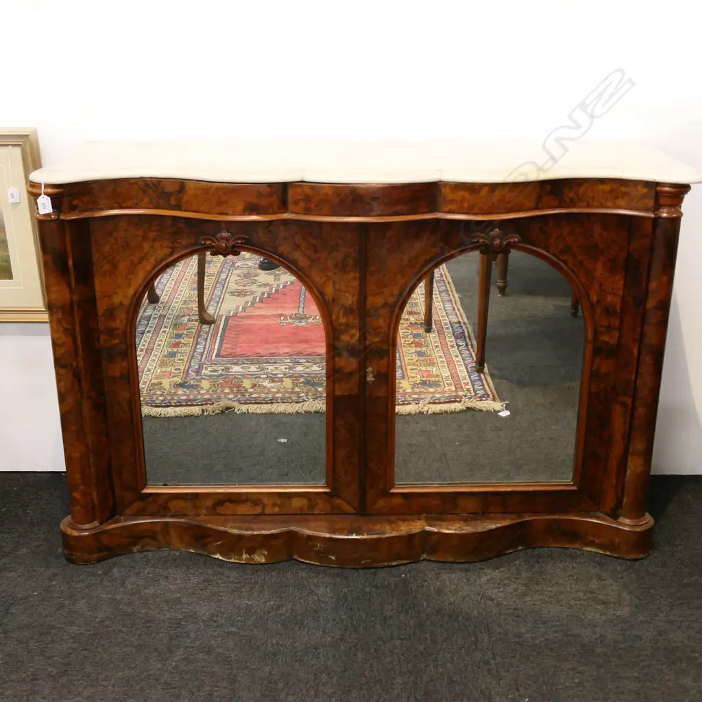 VICTORIAN MARBLE TOPPED CABINET 1350x400x875mm Image 1++