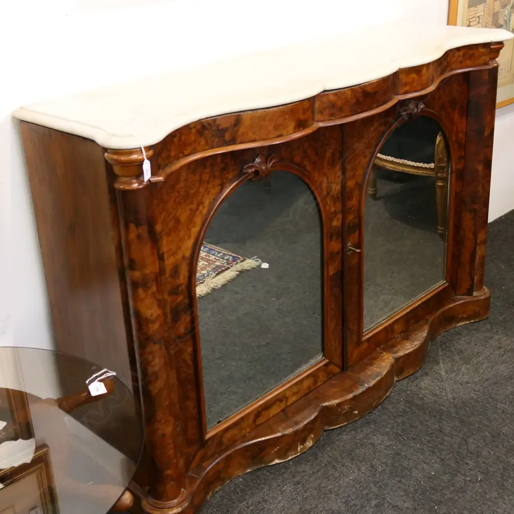 VICTORIAN MARBLE TOPPED CABINET 1350x400x875mm Image 1++