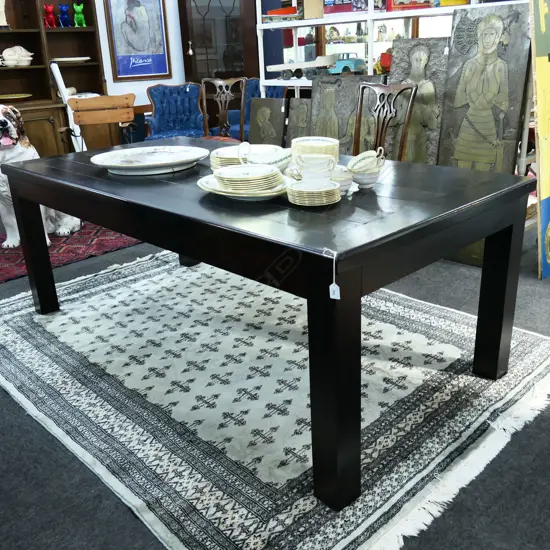 CONTEMPORARY EBONISED PLANK TOP DINING TABLE 2000x1000x730mm
