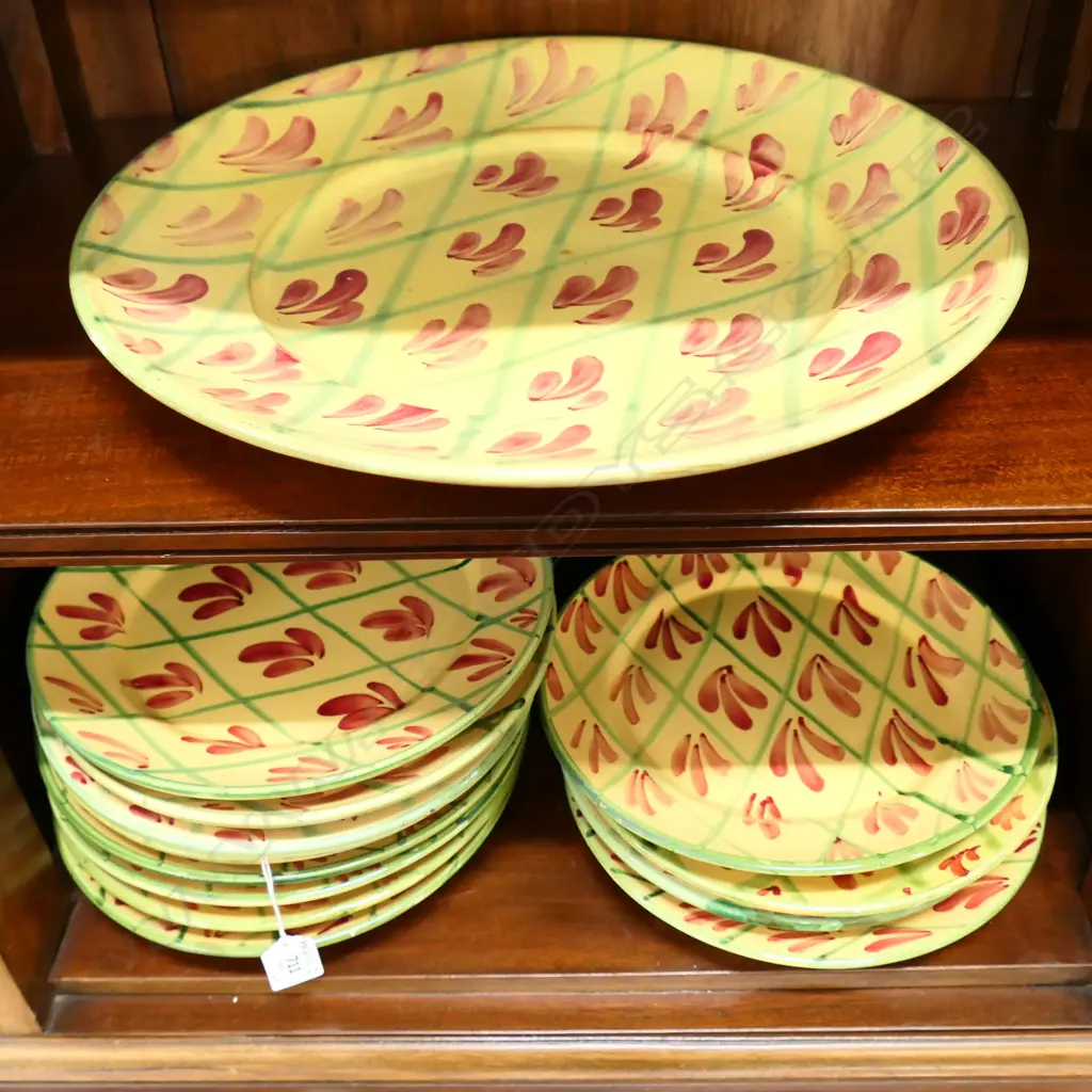 12 H/PAINTED PLATES 245mm dia + PLATTER 370mm dia; LS LAMAS, ITALY Image 1++