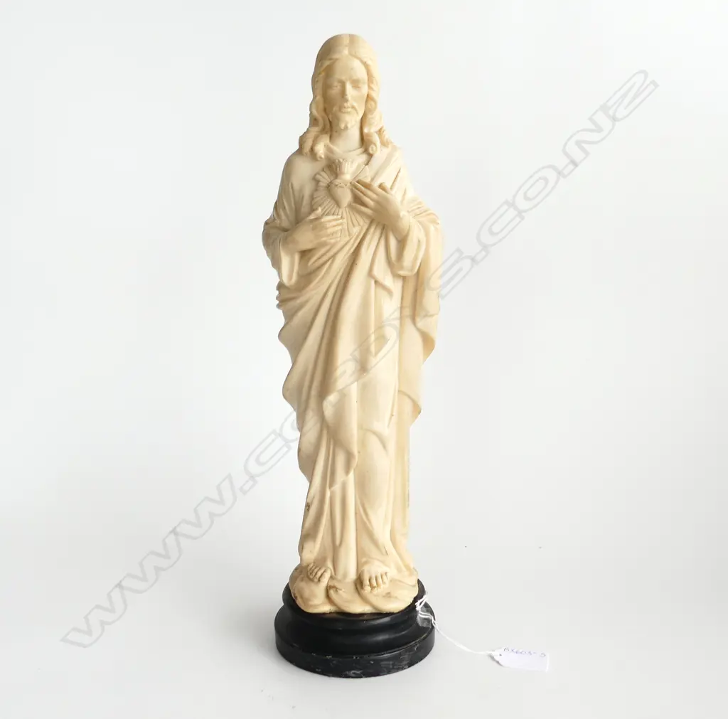 TALL WHITE RESIN SACRED HEART JESUS H. 390mm chip to nose Image 1++