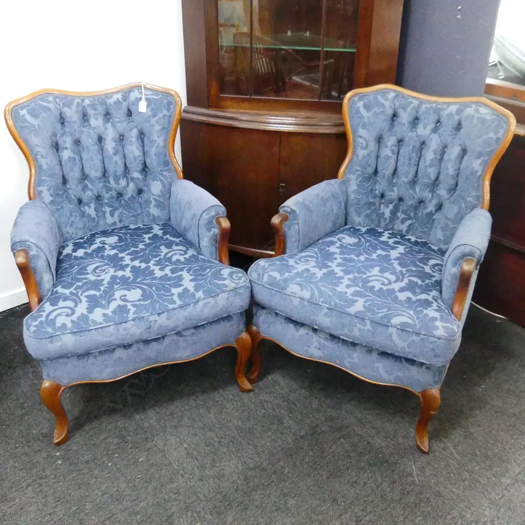 PR BLUE UPHOLSTERED ARMCHAIRS Image 1++