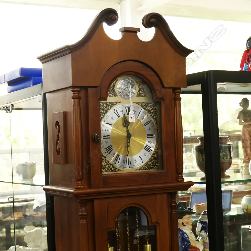 LONG CASE CLOCK 'TEMPUS FUGIT' H.1985mm - SCROLL REPAIRED Image 1++