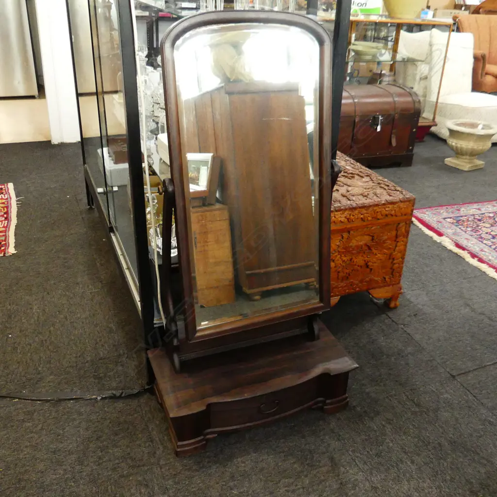 ROSEWOOD 1930’S DRESSING MIRROR drawers to base H1130mm Image 1++