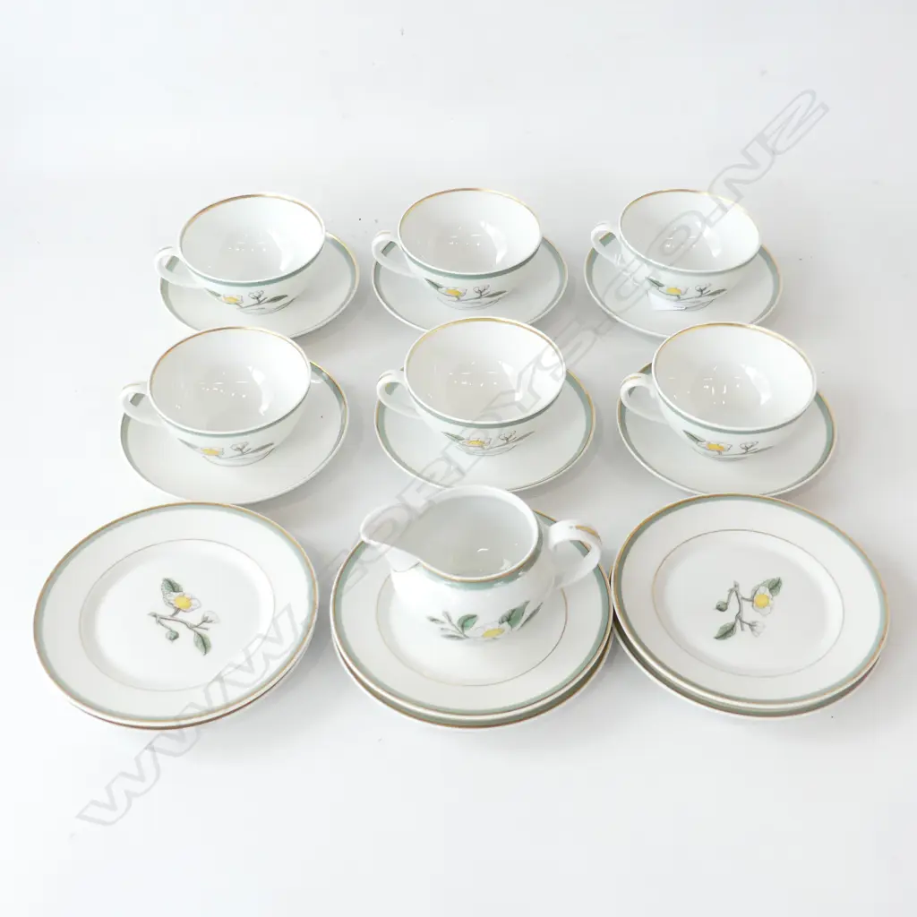 ROYAL COPENHAGEN TEA SET; 6 TRIOS & MILK JUG  Image 1++