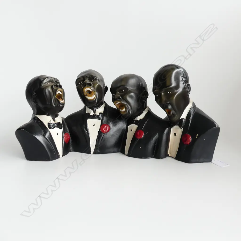 PAINTED RESIN JAZZ QUARTET SCULPTURE L.410mm Image 1++