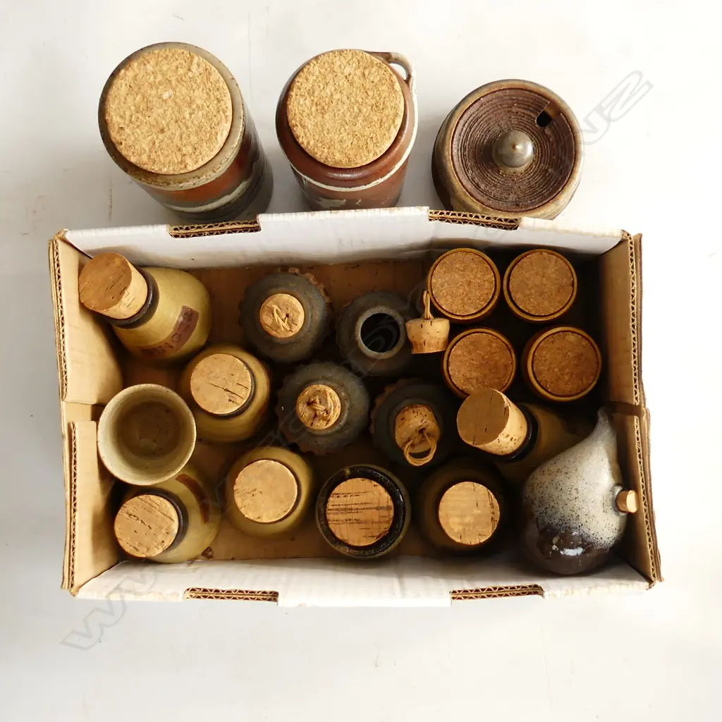 BOX LOT ASST. STUDIO POTTERY CONTAINERS Image 1++