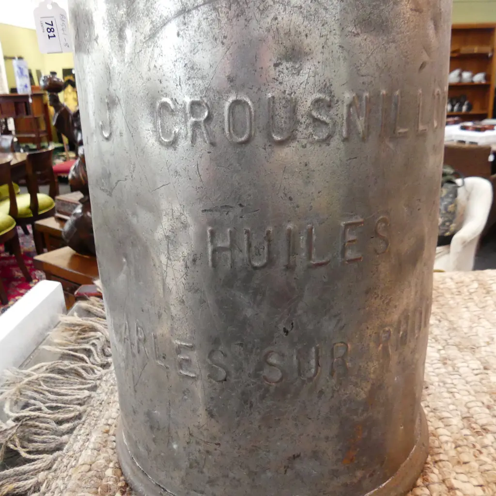 PAIR TALL VINTAGE FRENCH MILK CAN LAMPS WITH SHADES Image 1++