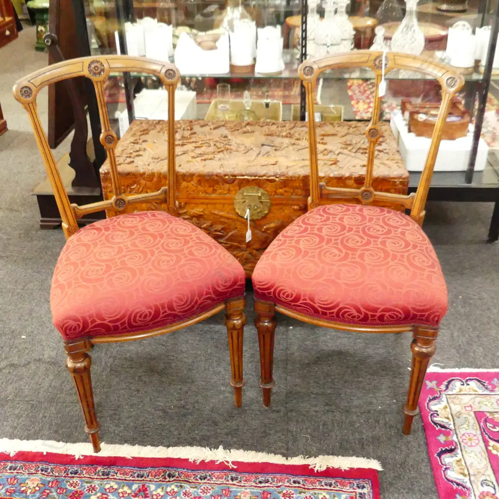 PR EDWARDIAN DINING CHAIRS; RED SEATS Image 1++