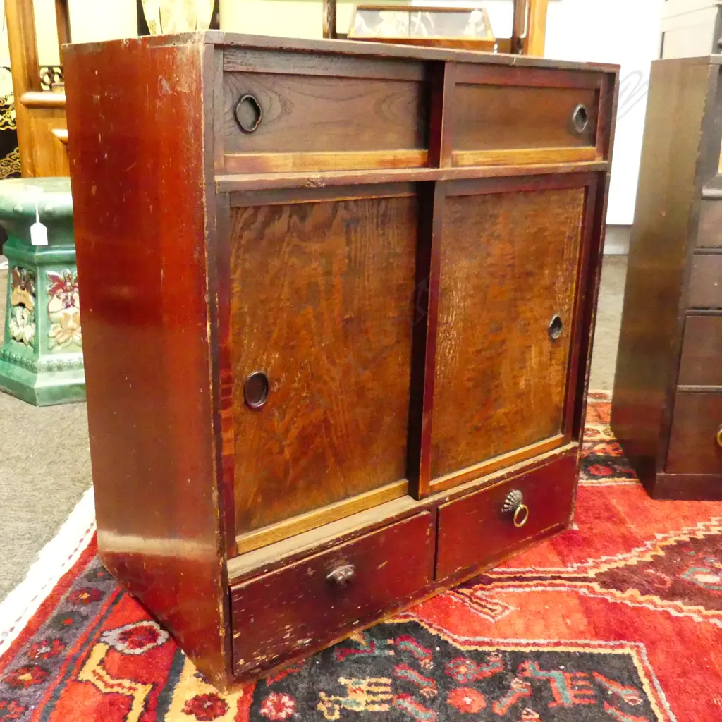 OLD JAPANESE SMALL CABINET 4 doors 2 drawers H.580mm Image 1++