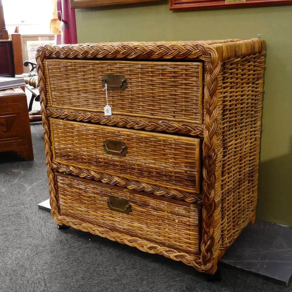 SET VINTAGE CANE DRAWERS - 3 DRAWERS 765 X 465 X 770mm Image 1++