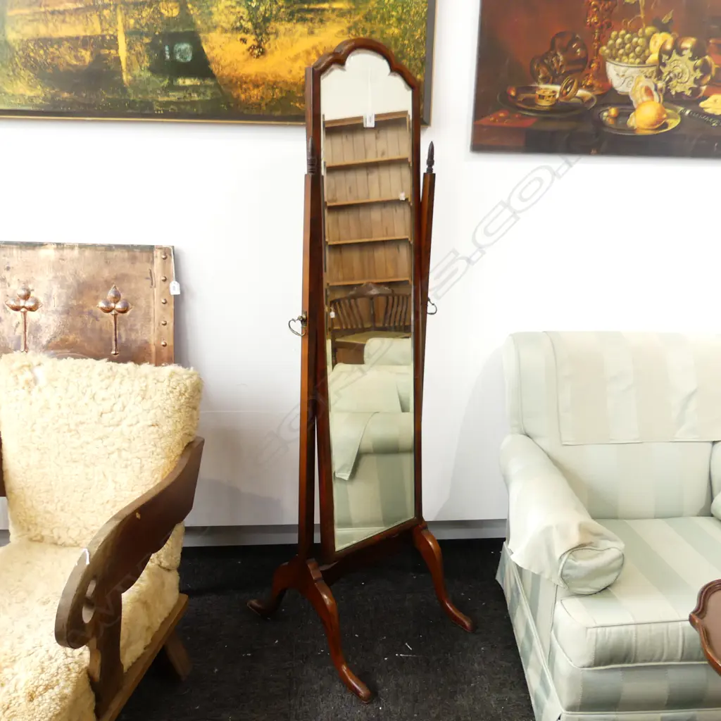 MAHOGANY CHEVAL DRESSING MIRROR H.1525mm Image 1++