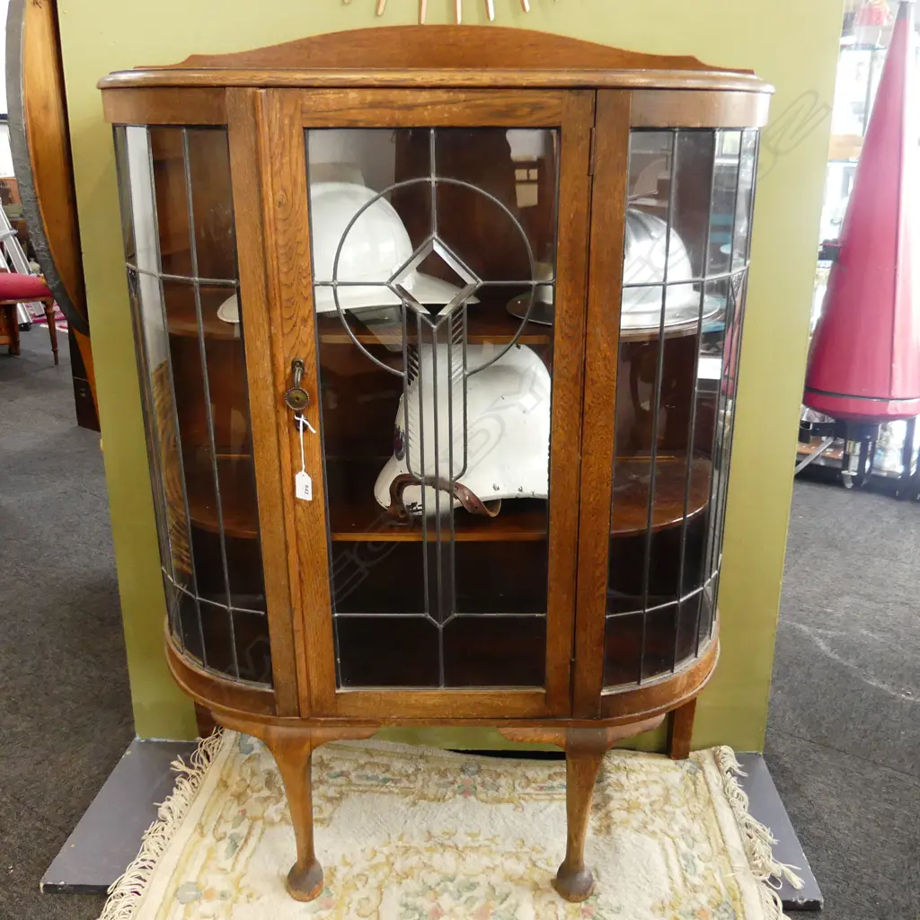 DECO OAK LEADLIGHT CHINA CABINET 925x380x1270mm Image 1++