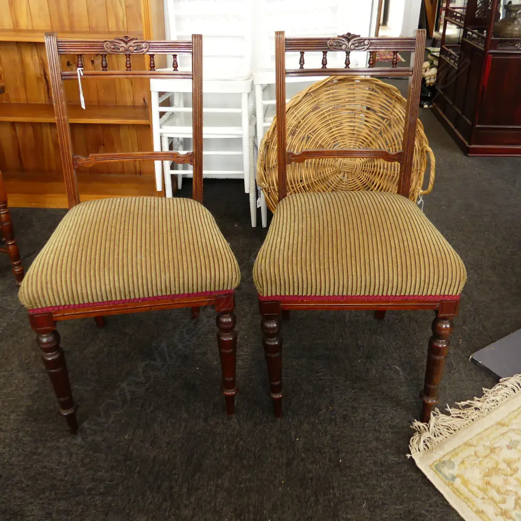PR EDWARDIAN DINING CHAIRS; STRIPED SEAT Image 1++