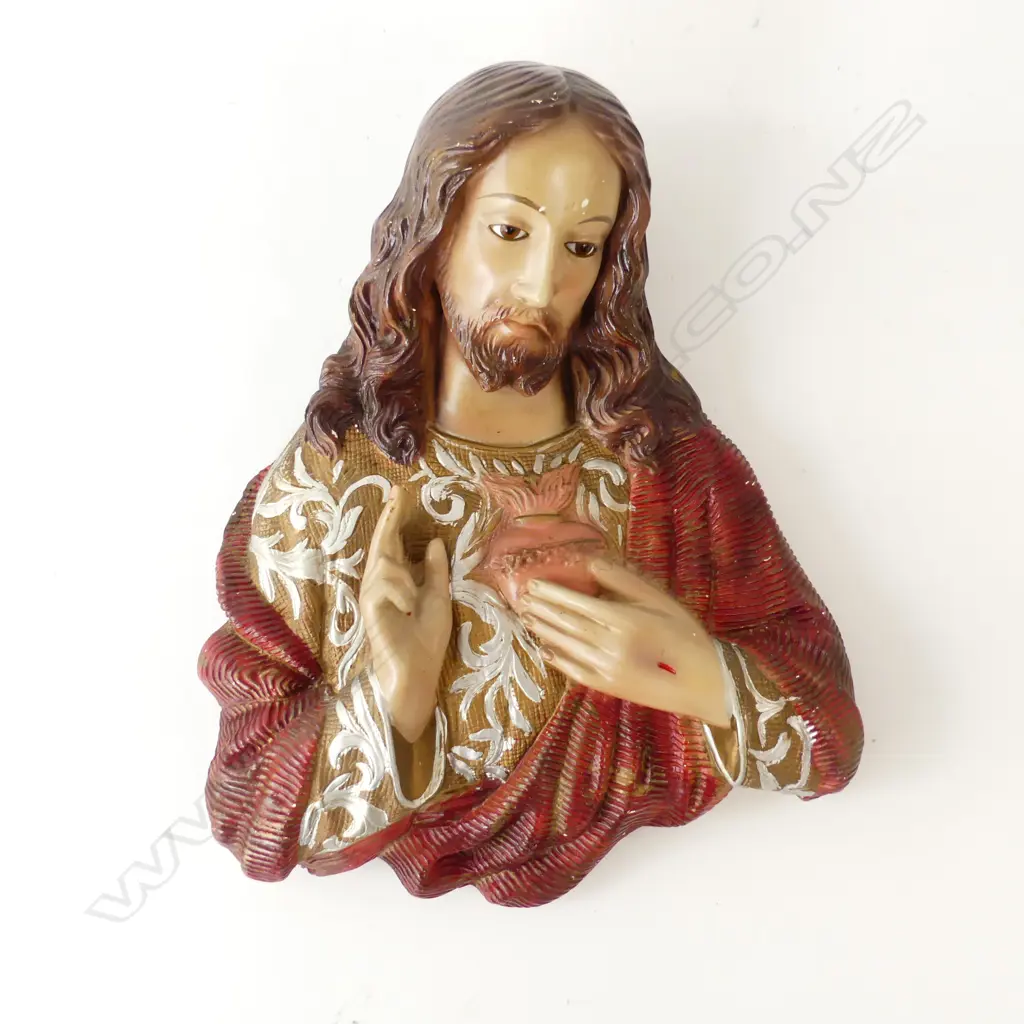 JESUS PAINTED PLASTER WALL PLAQUE, H. 370mm Image 1++