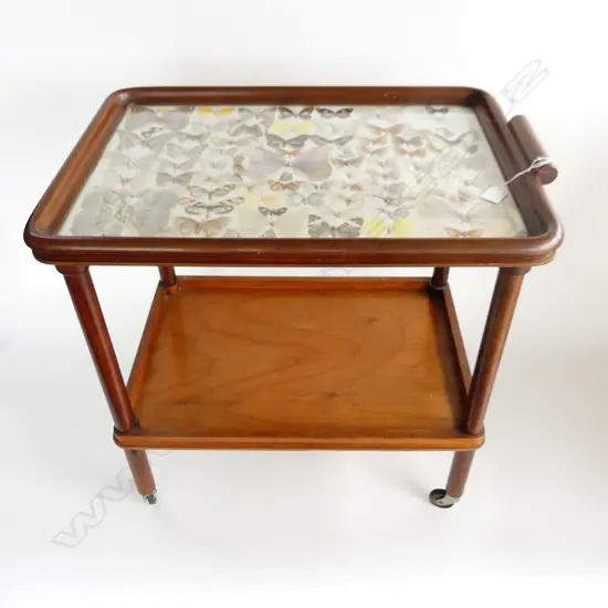 TEA TROLLY WITH BUTTERFLY WING DISPLAY TOP L630 H600MM