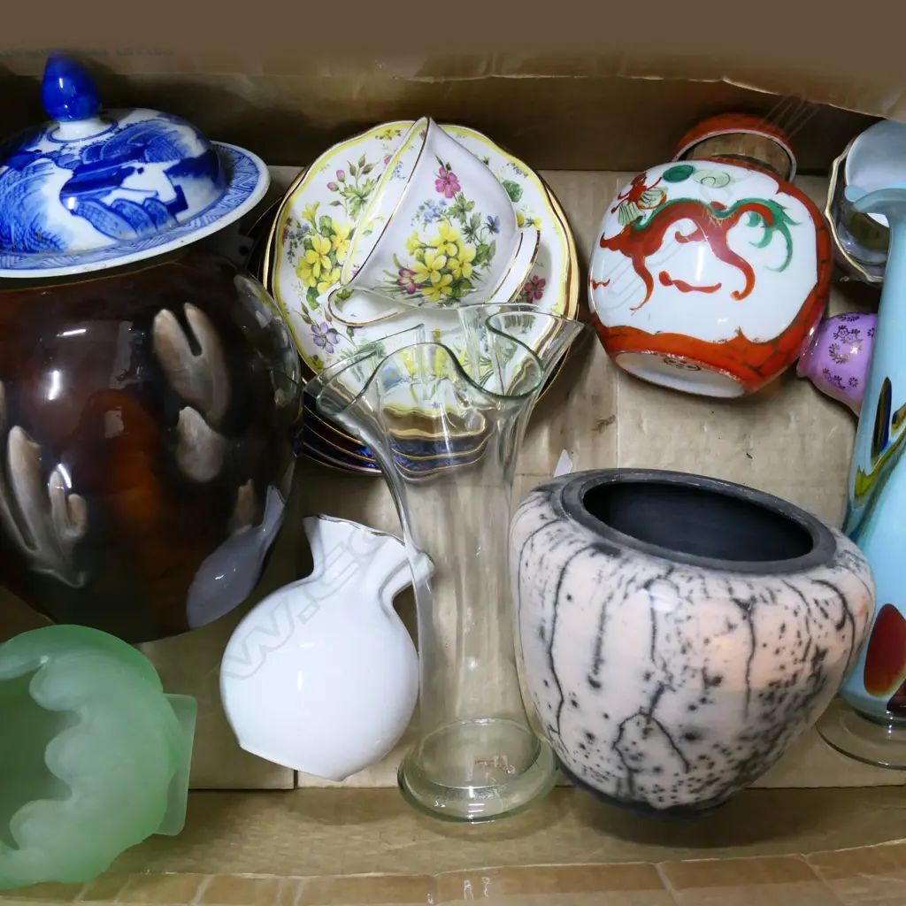 BOX LOT ASST. ORIENTAL CERAMICS ETC Image 1++
